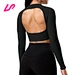 open back crop top long sleeve