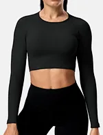 open back crop top long sleeve
